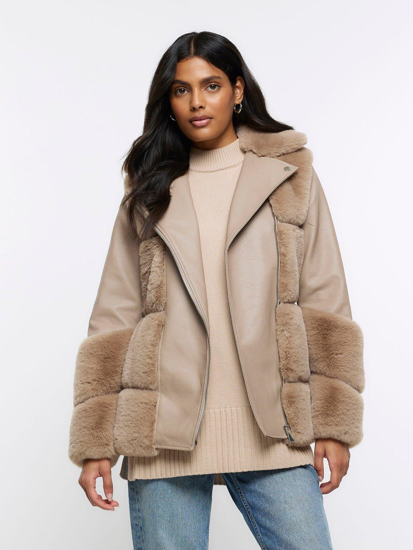 Faux fur shop panelled jacket