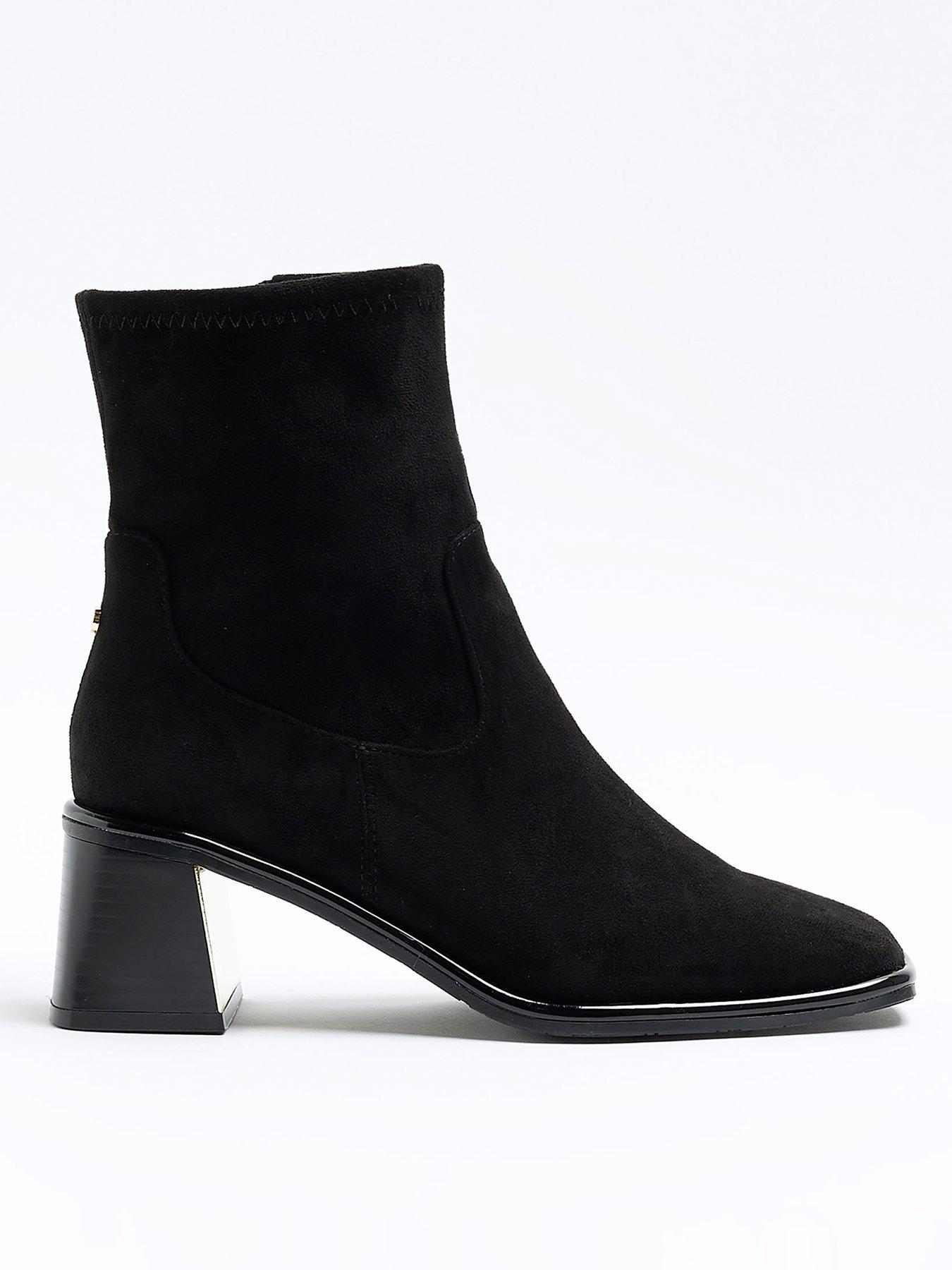 Sock boots with block on sale heel