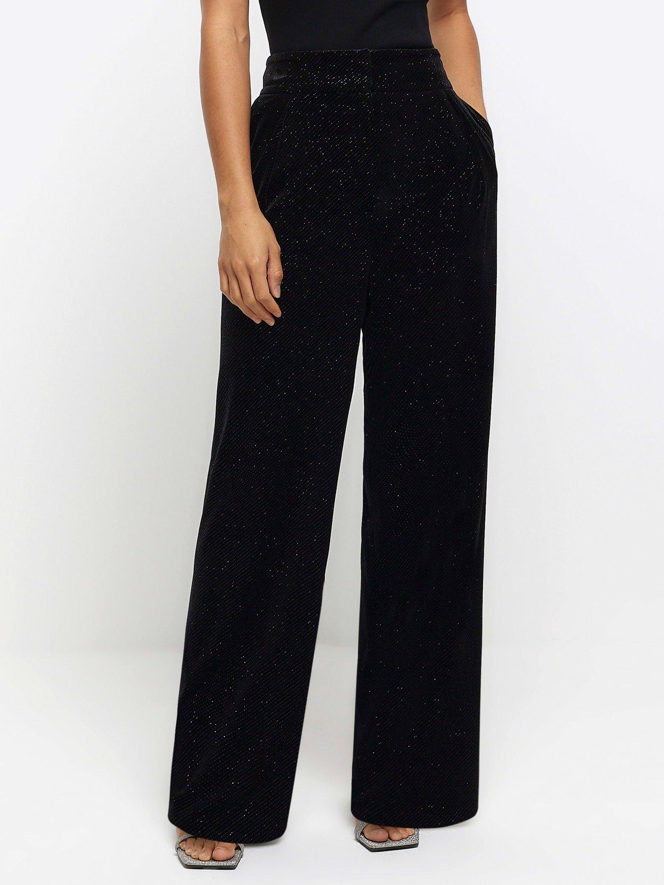 River Island Velvet Sparkle Slim Trouser - Black