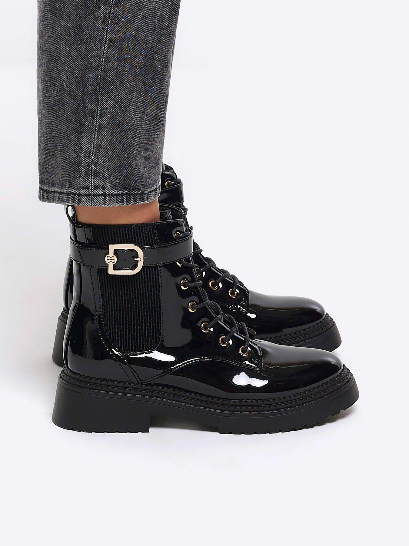 River island black hot sale buckle boots