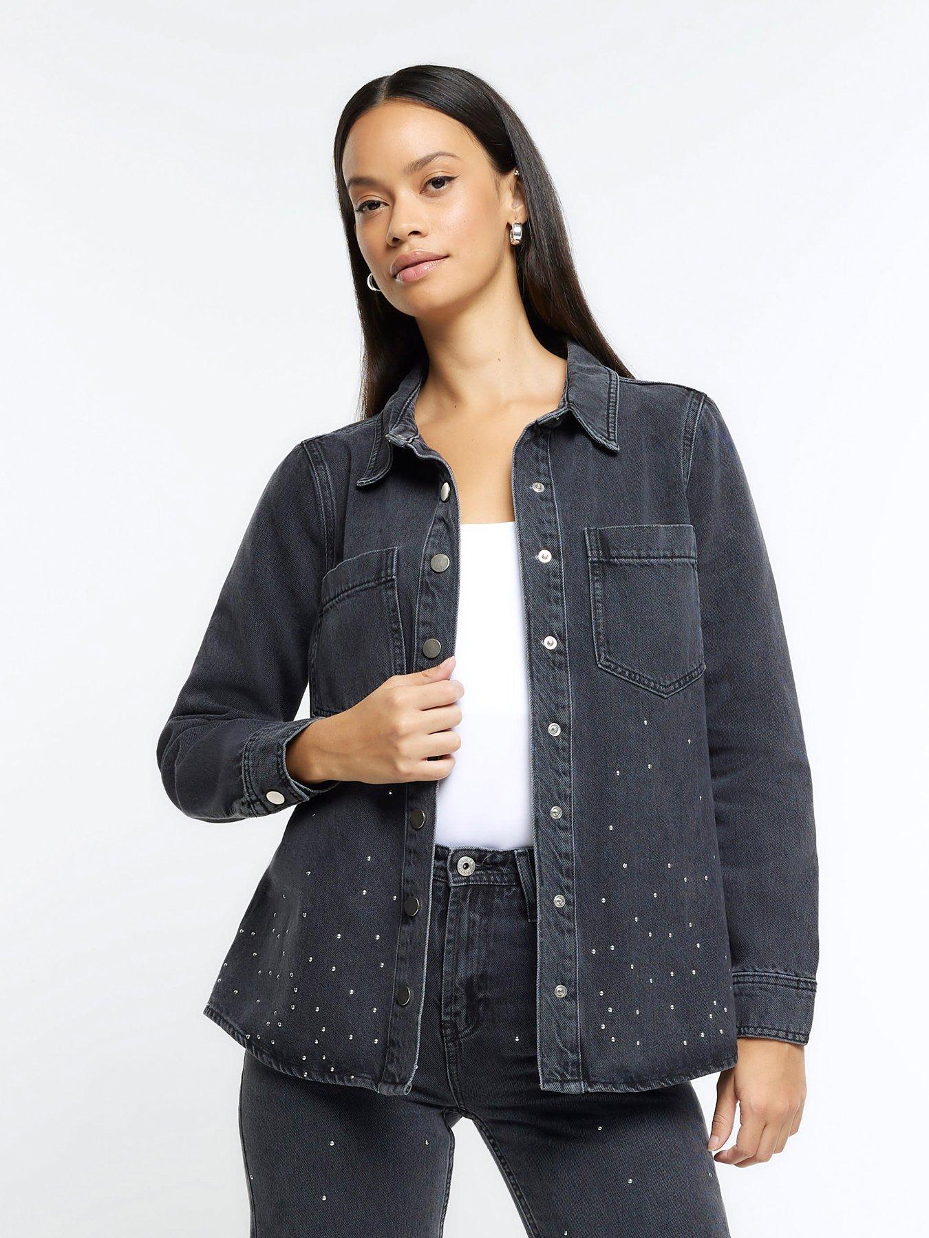 Black denim shirt womens 2024 uk