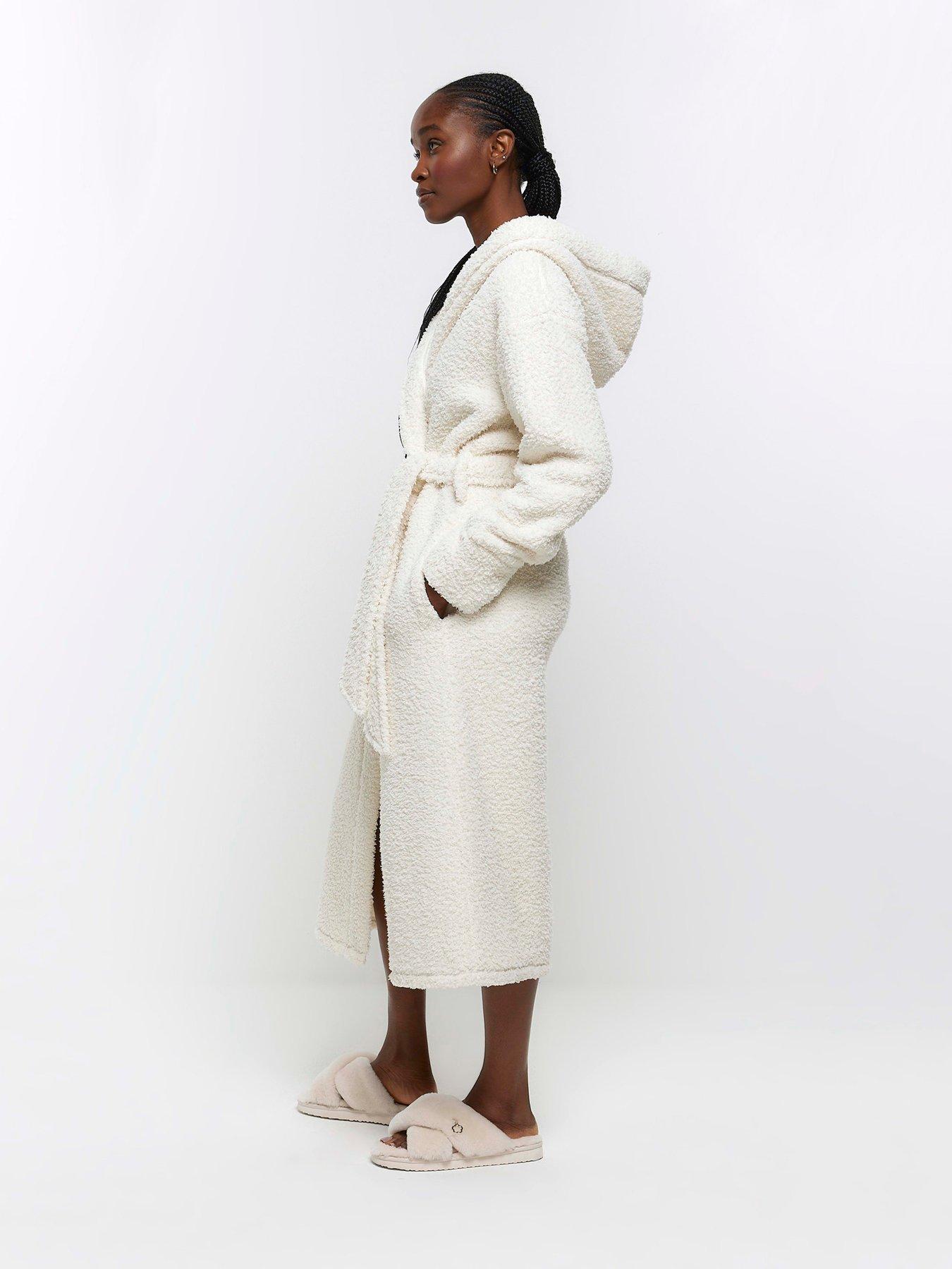 Women's Cream Snuggle Fleece Dressing Gown, Ladies Robes – OLIVIA