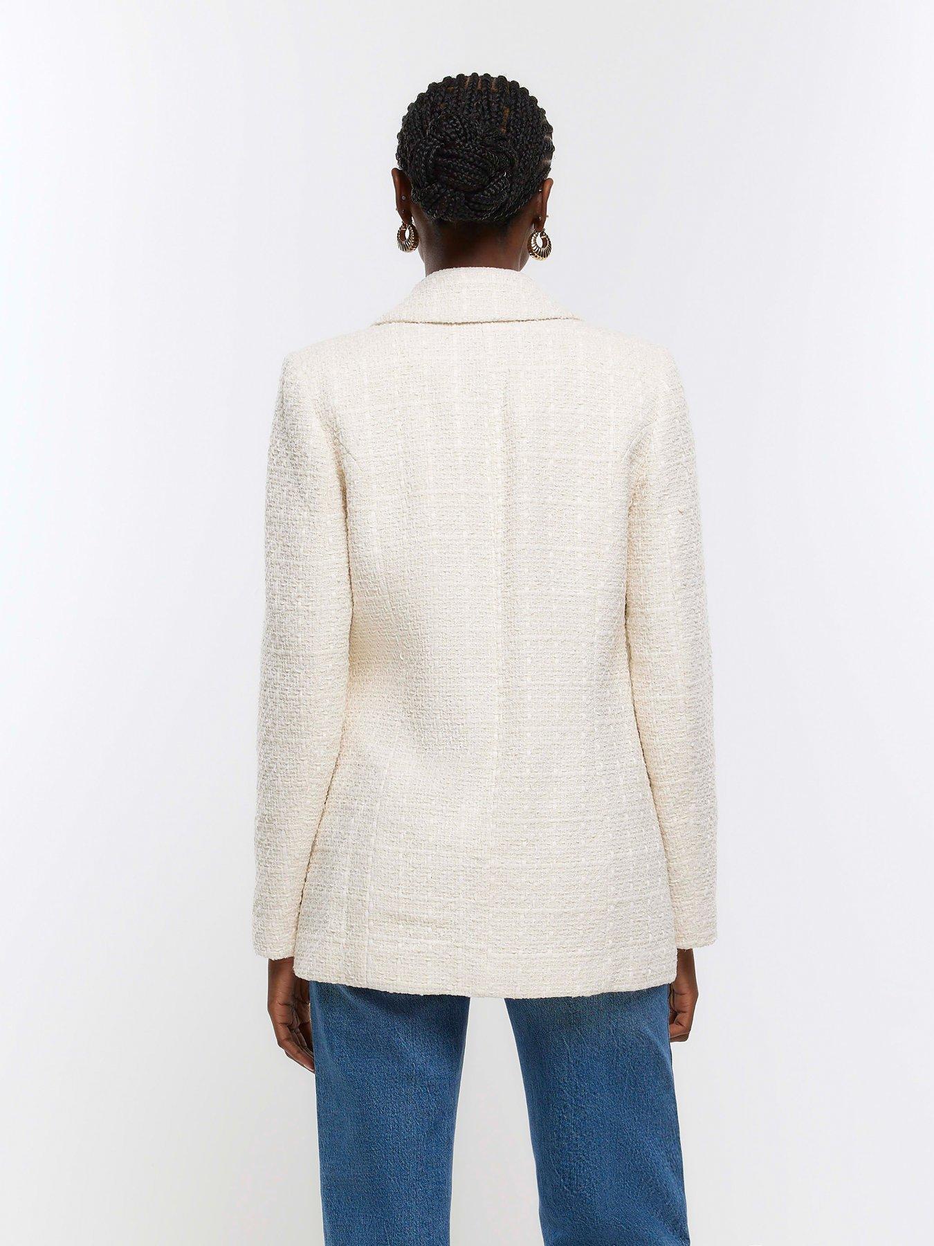 River Island Boucle Blazer - Cream