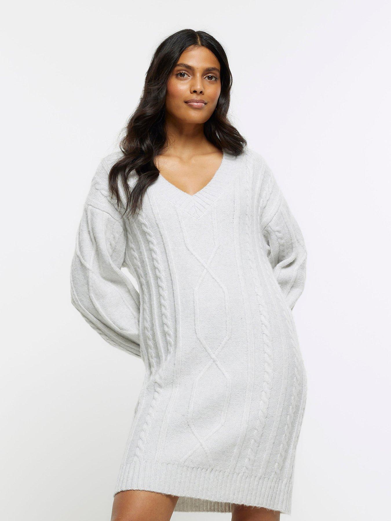 Grey cable knit sale jumper dress