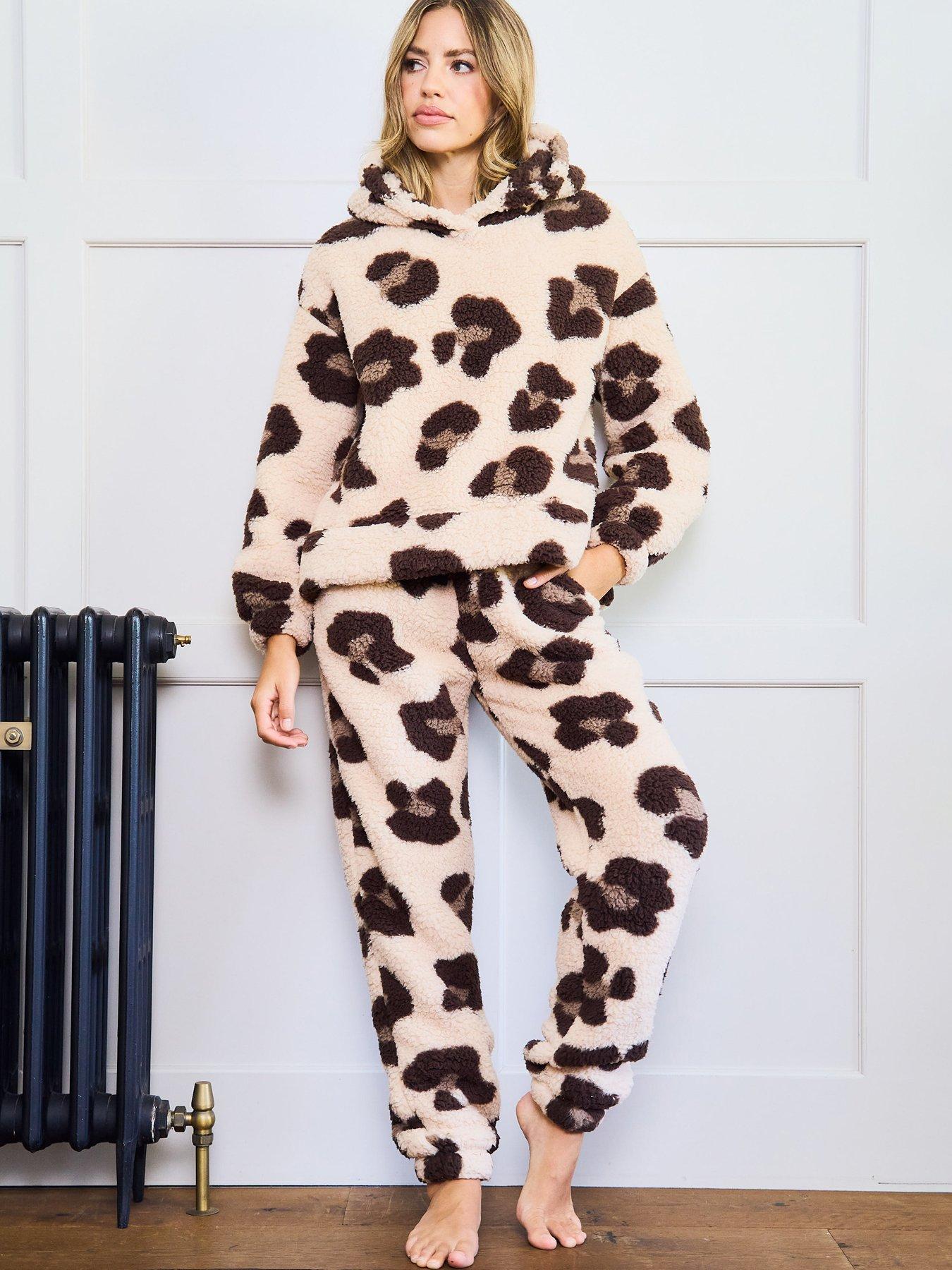 Jim Jam The Label Two Piece Fleece Leopard Lounge Set Leopard