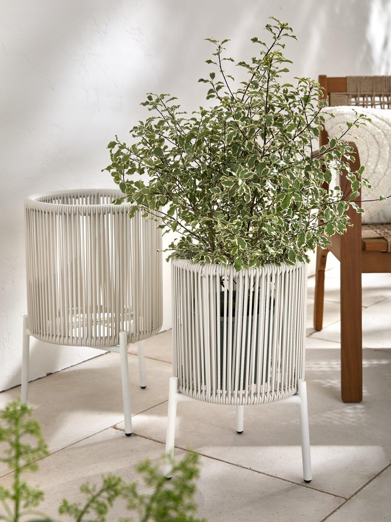 Product photograph of Very Home Hawaii Set 2 Planter Covers Cream from very.co.uk