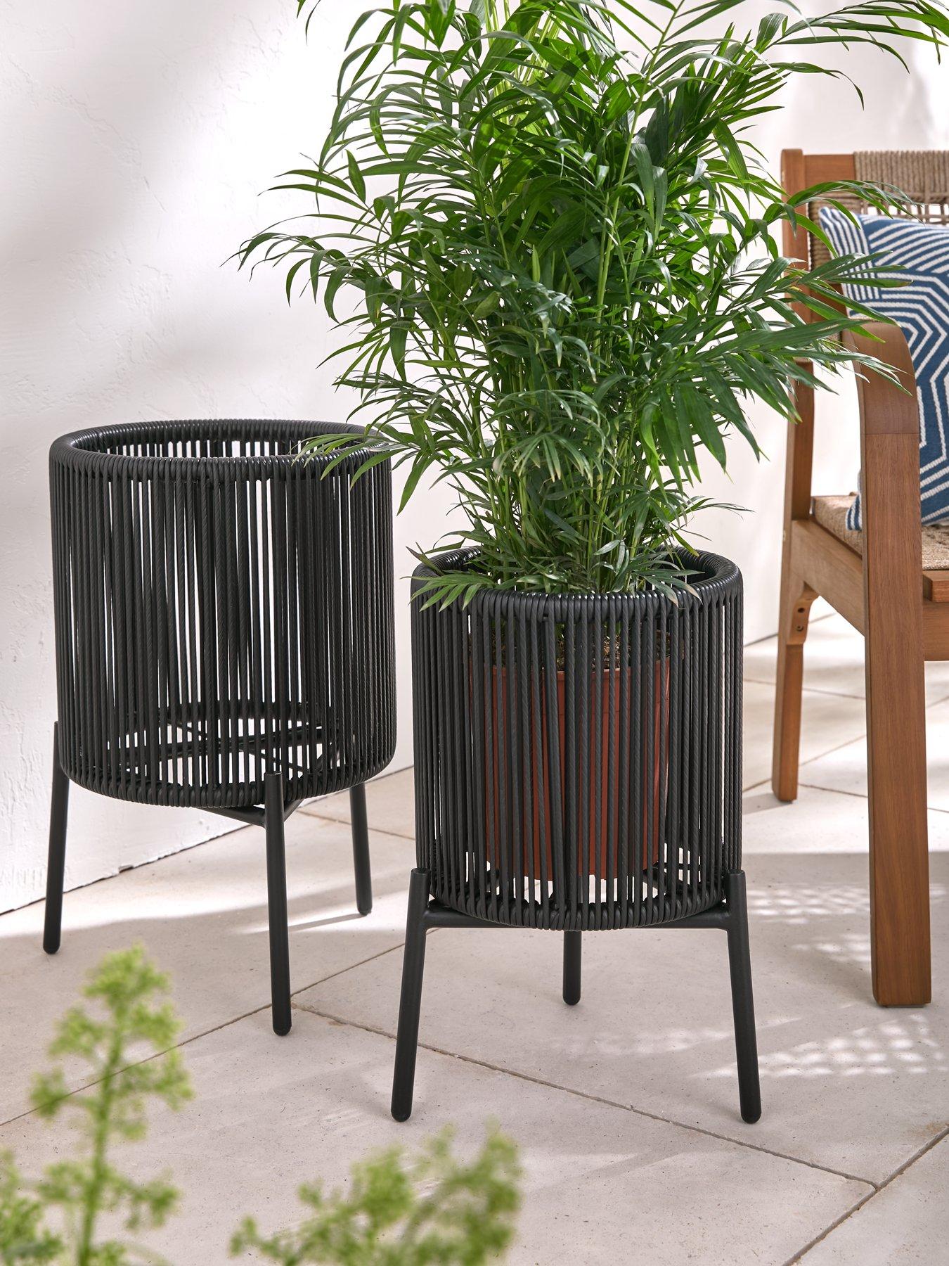 Product photograph of Very Home Hawaii Set 2 Planter Covers Black from very.co.uk