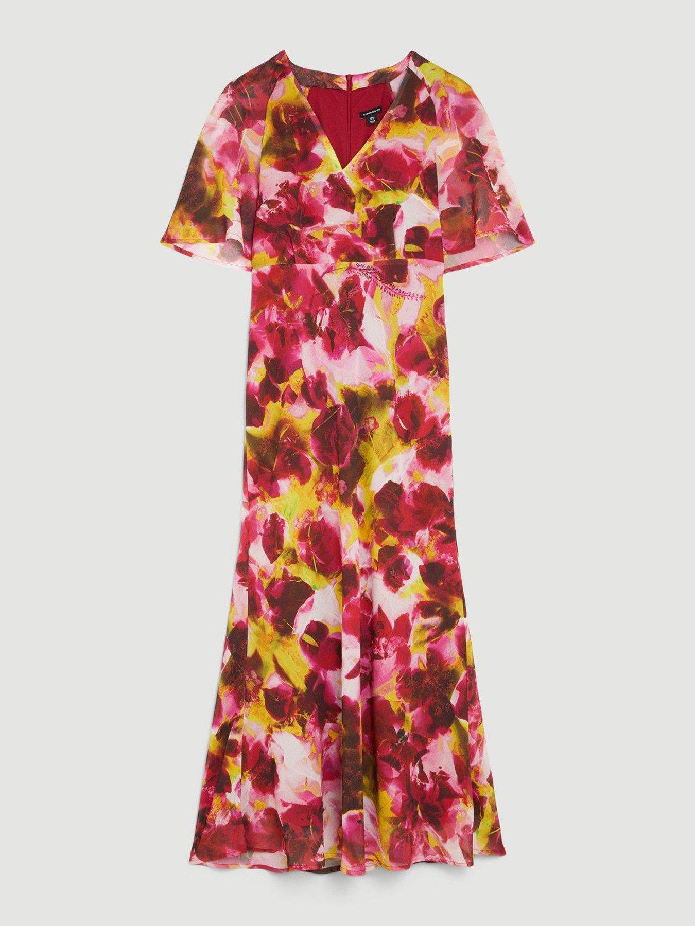 KAREN MILLEN Plus Size Floral Studded Lace Maxi Dress in Floral