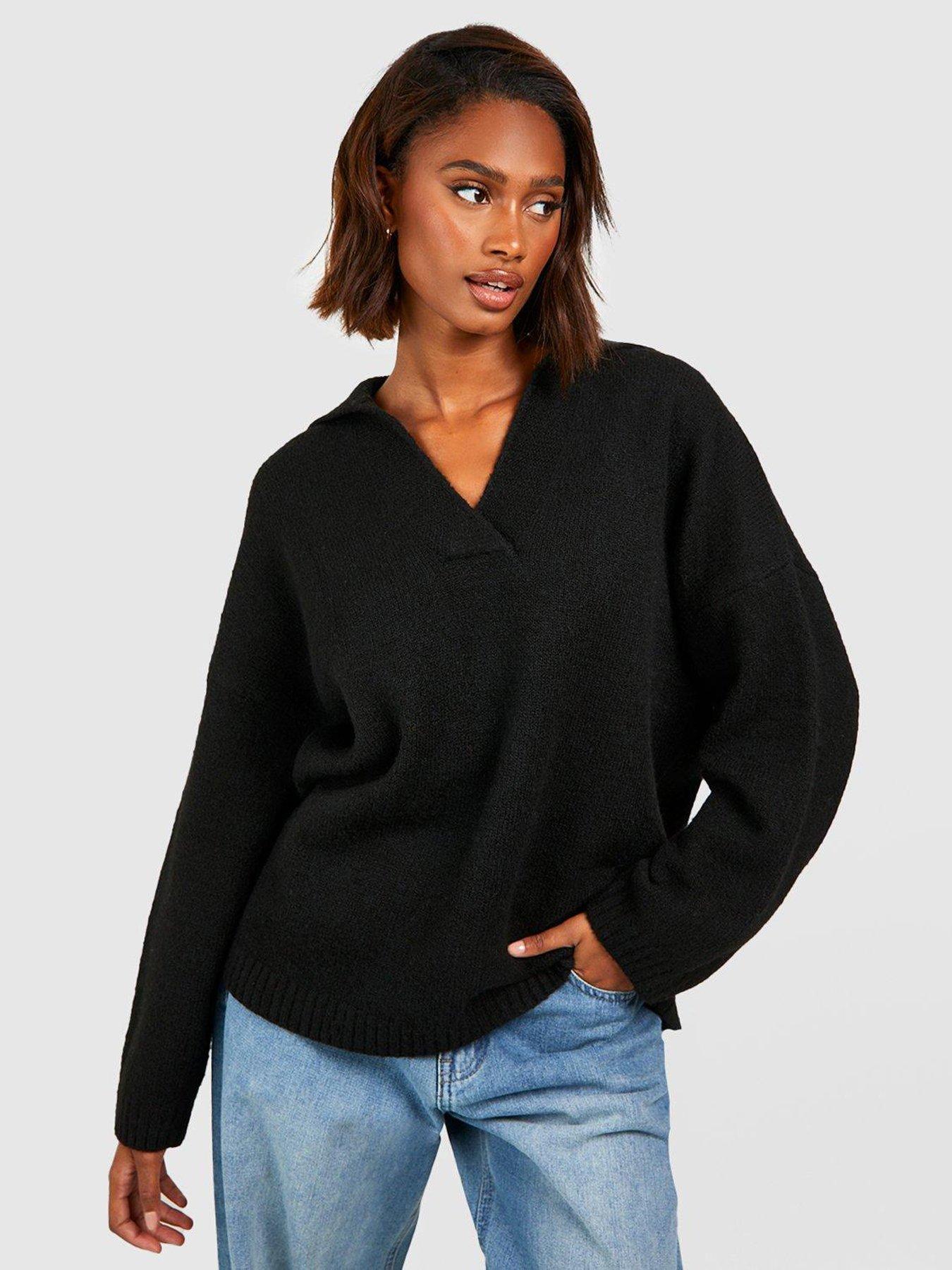 Oversized black hotsell v neck jumper