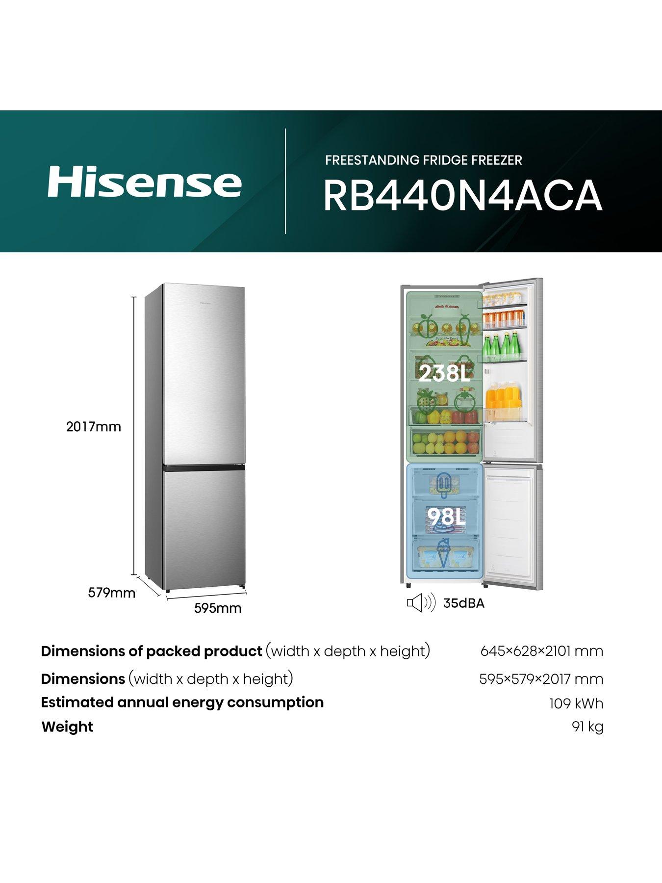 Image 5 of 6 of Hisense RB440N4ACA 60cm Wide, Total No Frost, A Rating, Freestanding Fridge Freezer - Stainless Steel