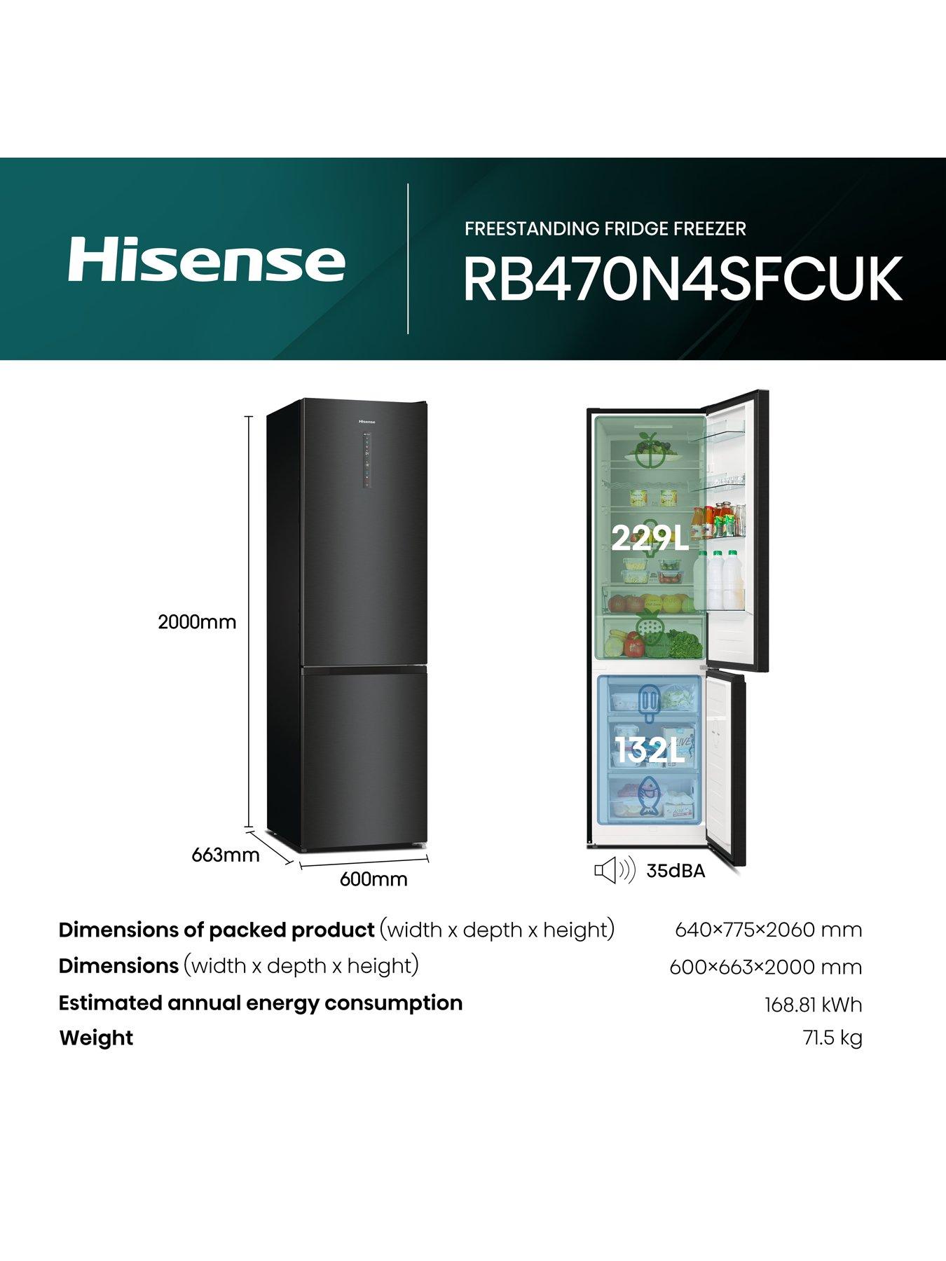 Image 6 of 7 of Hisense RB470N4SFCUK 60cm Wide, Total No Frost, C rating, Freestanding Fridge Freezer - Black Stainless Steel