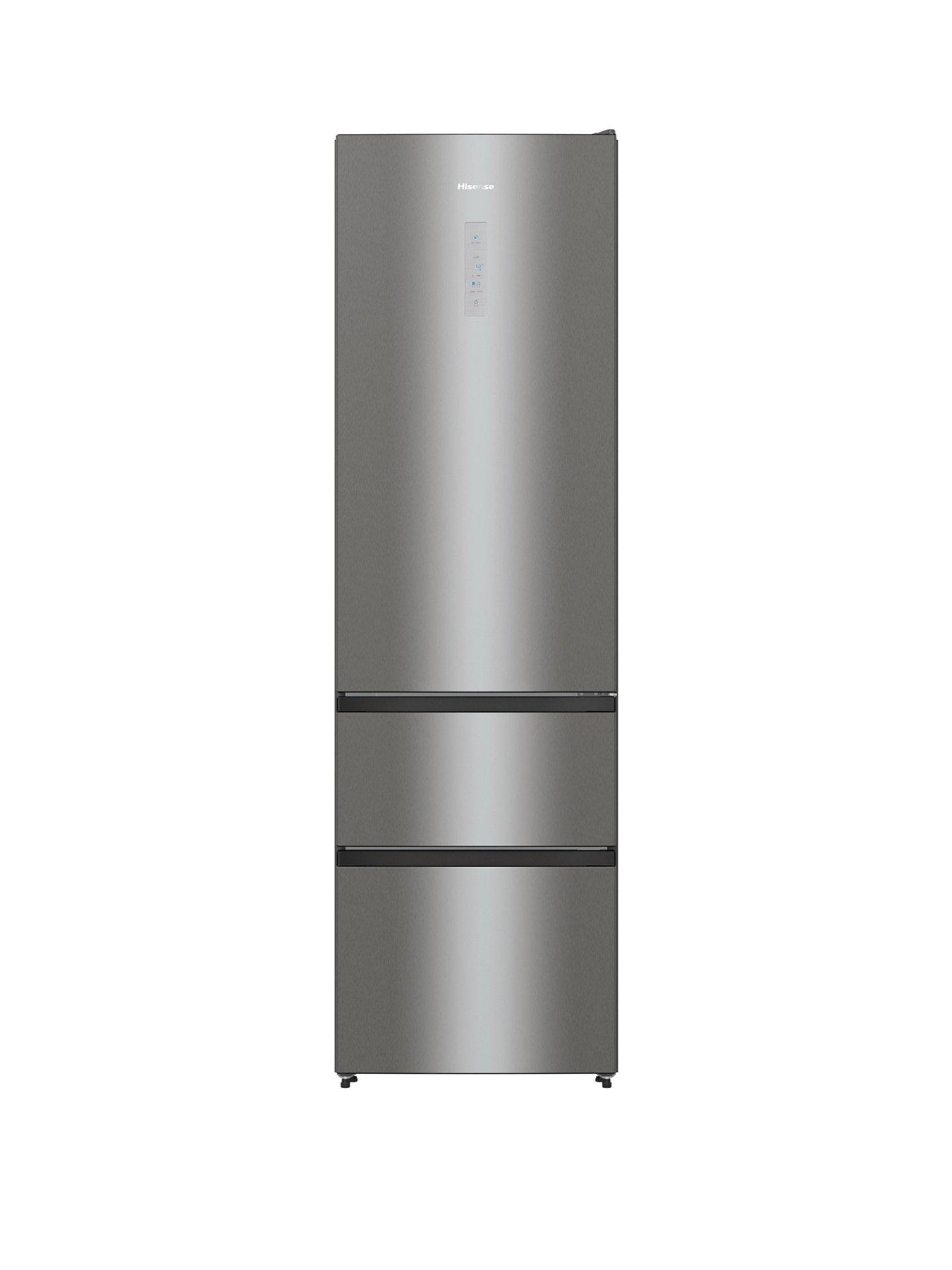 Product photograph of Hisense Rm469n4aceuk 60cm Wide Triple Door Freestanding Fridge Freezer - Stainless Steel from very.co.uk