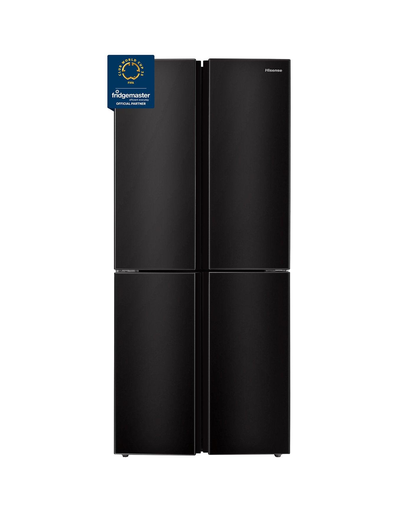 Fridgemaster MQ79394EB 80cm Cross Door, American Fridge Freezer - Black
