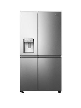 Product photograph of Hisense Rs818n4iie Pureflat Infinite Series 90cm Wide Side By Side American Fridge Freezer - Stainless Steel from very.co.uk