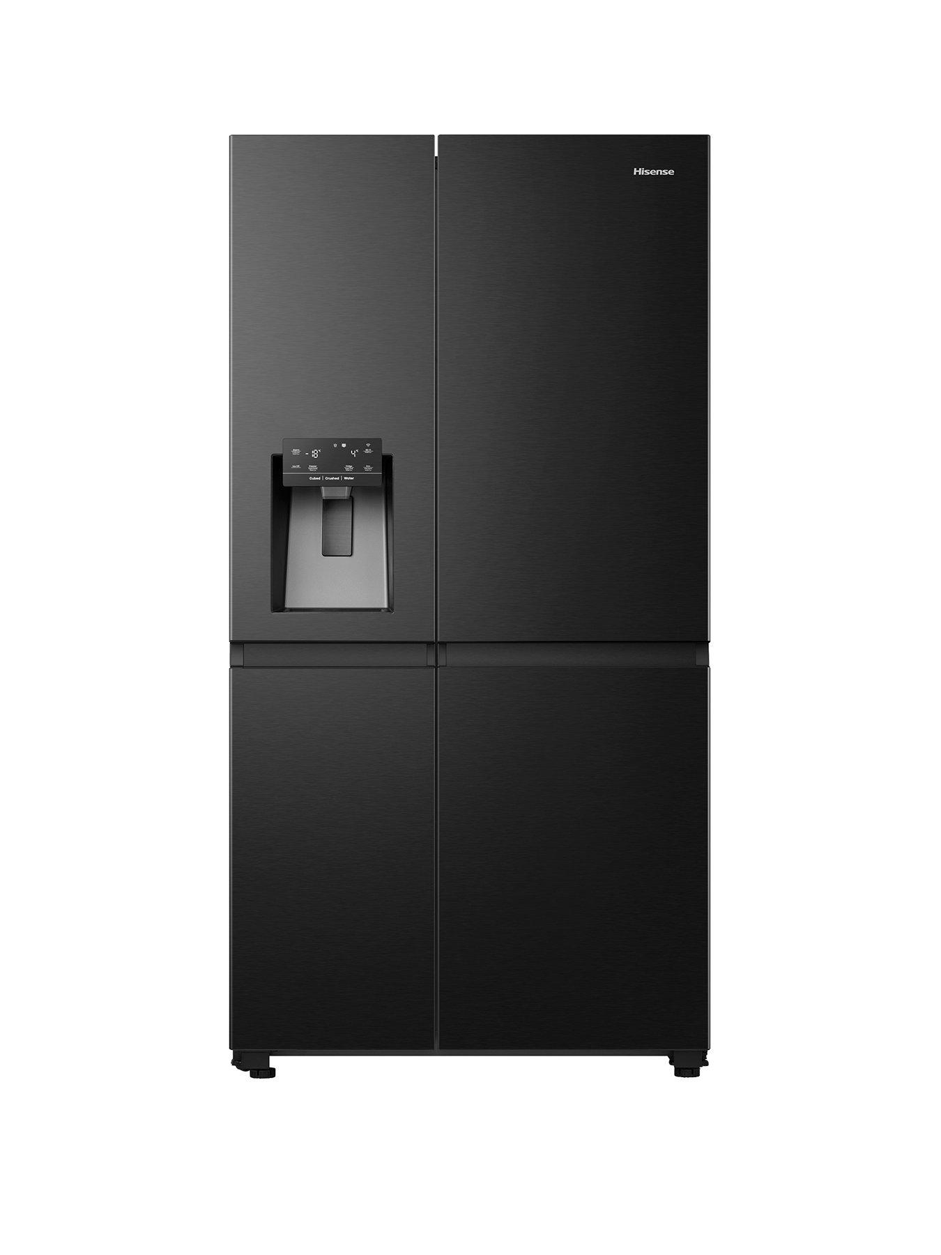 Product photograph of Hisense Rs818n4ife Pureflat Infinite Series 90cm Wide Side By Side American Fridge Freezer - Black Stainless Steel from very.co.uk