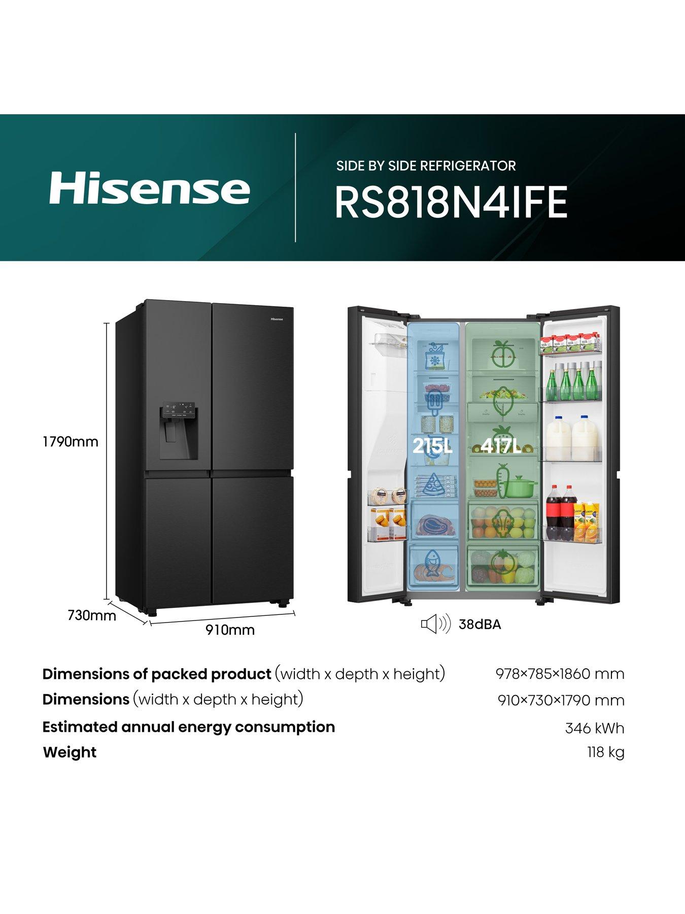 Image 6 of 8 of Hisense RS818N4IFE Pureflat Infinite series, 90cm Wide Side by Side, American Fridge Freezer - Black Stainless Steel