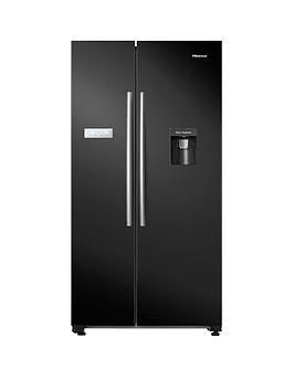 Product photograph of Hisense Rs741n4wbe 90cm Wide Side By Side American Fridge Freezer With Non-plumbed Water Dispenser - Black from very.co.uk
