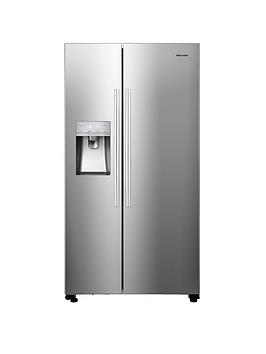 Product photograph of Hisense Rs694n4ice 90cm Wide Side By Side Water And Ice American Fridge Freezer - Stainless Steel from very.co.uk