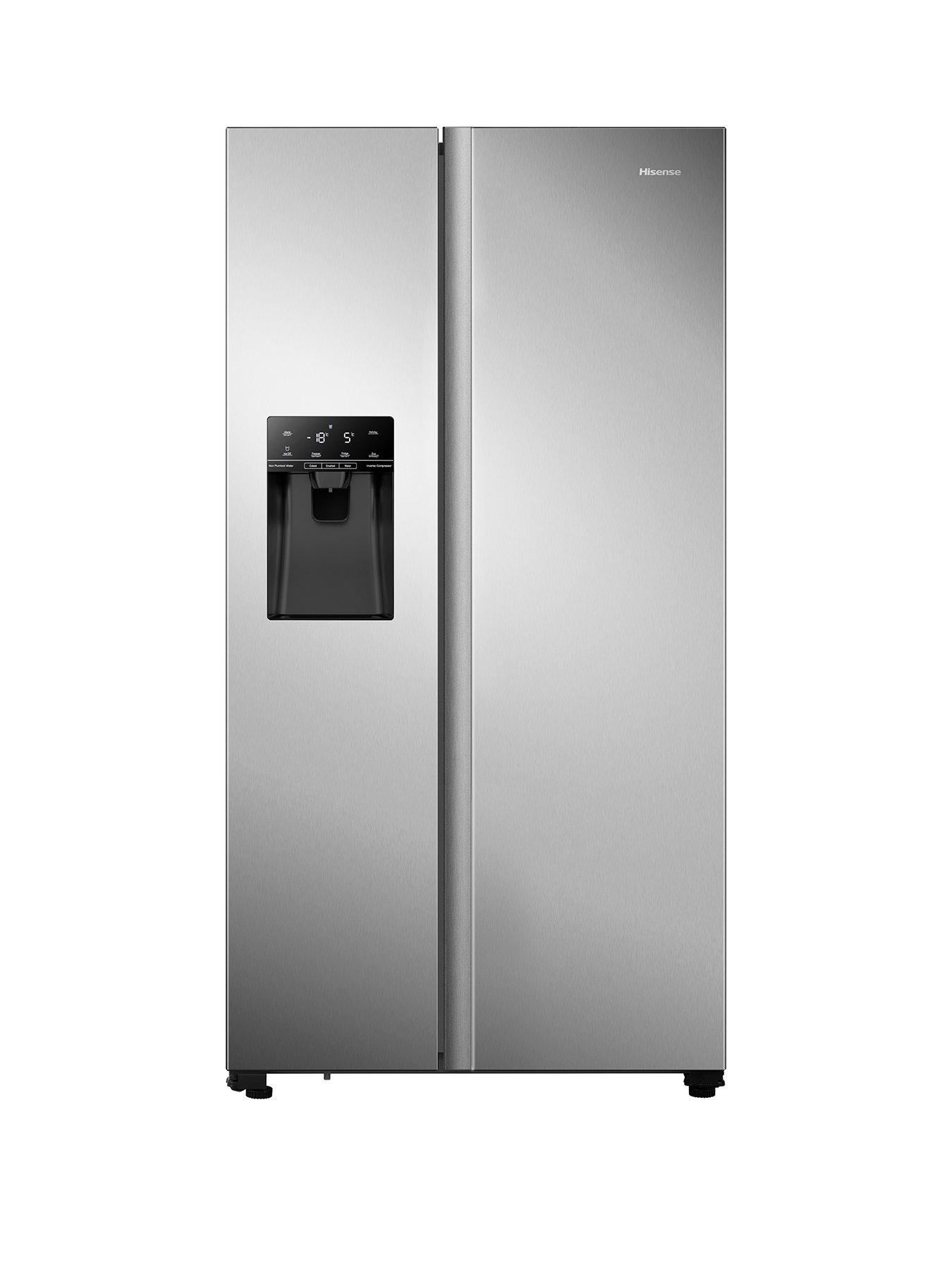 Hisense RS694N4TIE 90cm Wide Side by Side, Non-Plumbed Water and Ice, American Fridge Freezer - Stainless Steel