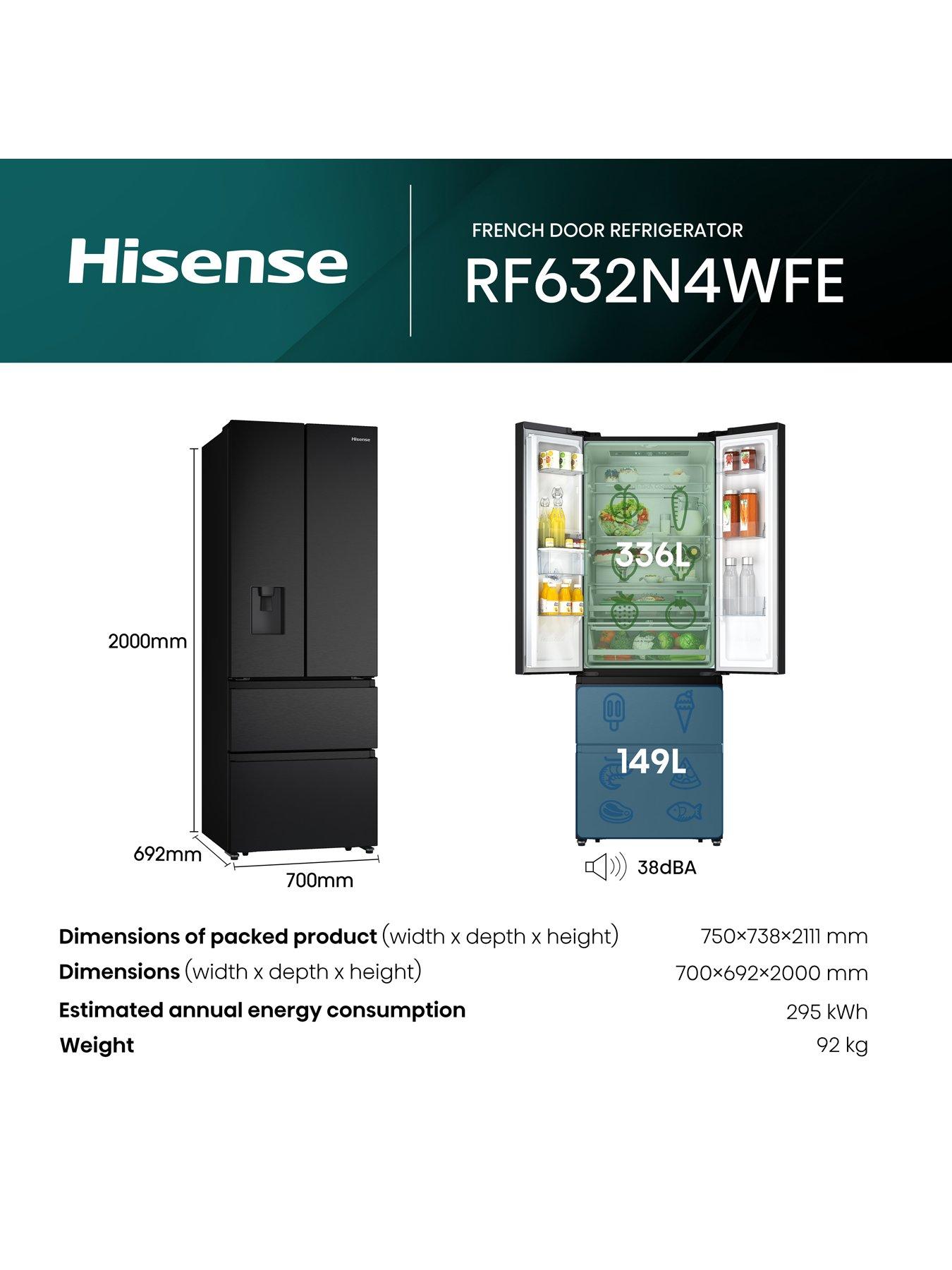 Image 6 of 7 of Hisense RF632N4WFE 70cm Wide French Door, American Fridge Freezer - Black Stainless Steel