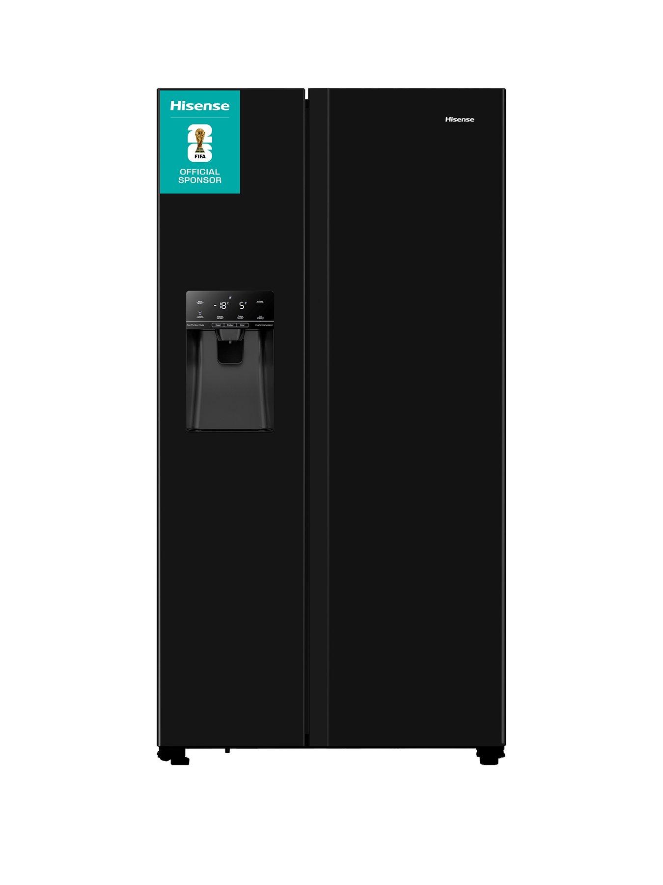 Hisense RS694N4TBE 90cm Wide Side by Side, Non-Plumbed Water and Ice, American Fridge Freezer - Black