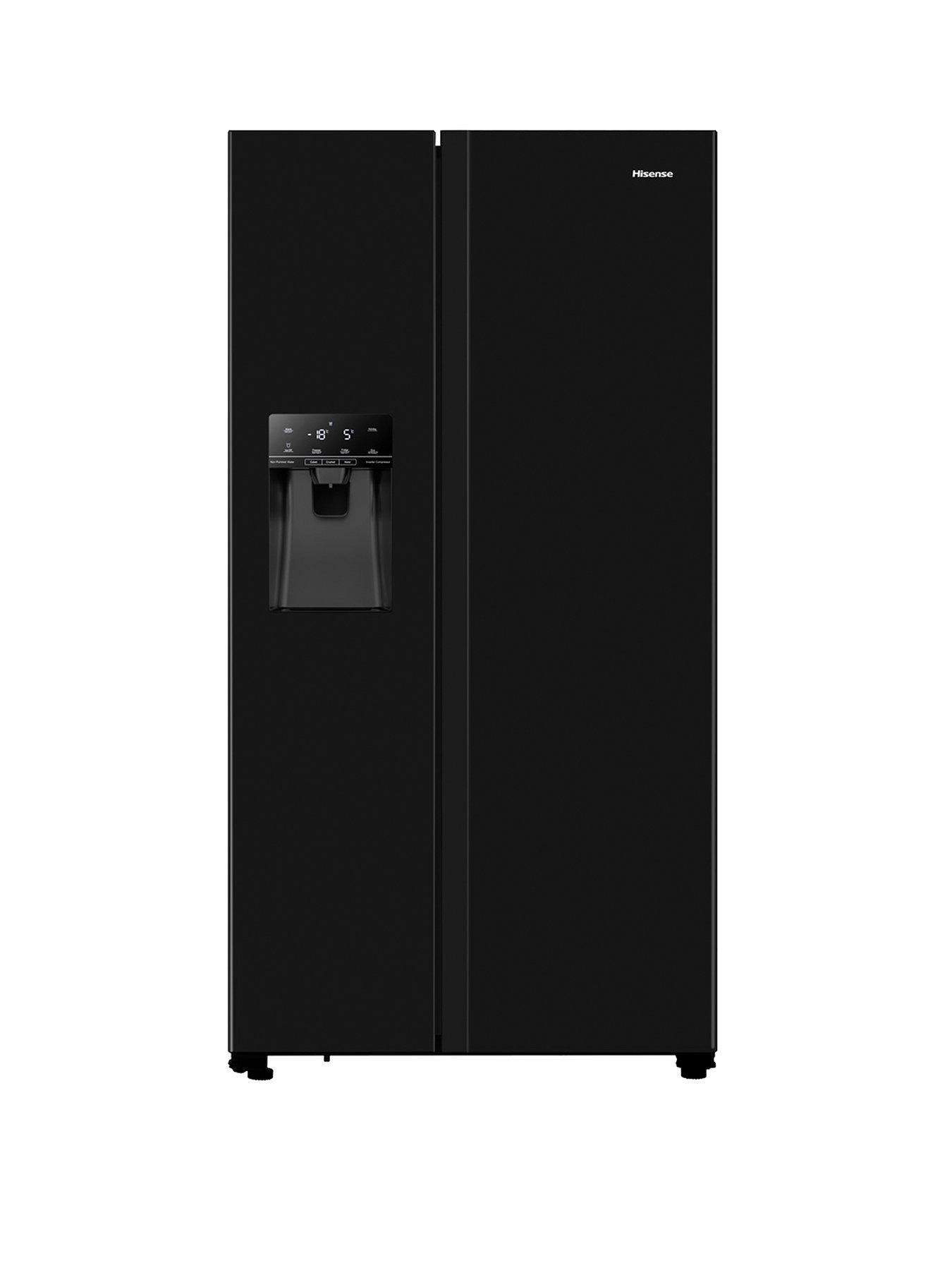 undefined RS694N4TBE 90cm Wide Side by Side, Non-Plumbed Water and Ice, American Fridge Freezer - Black