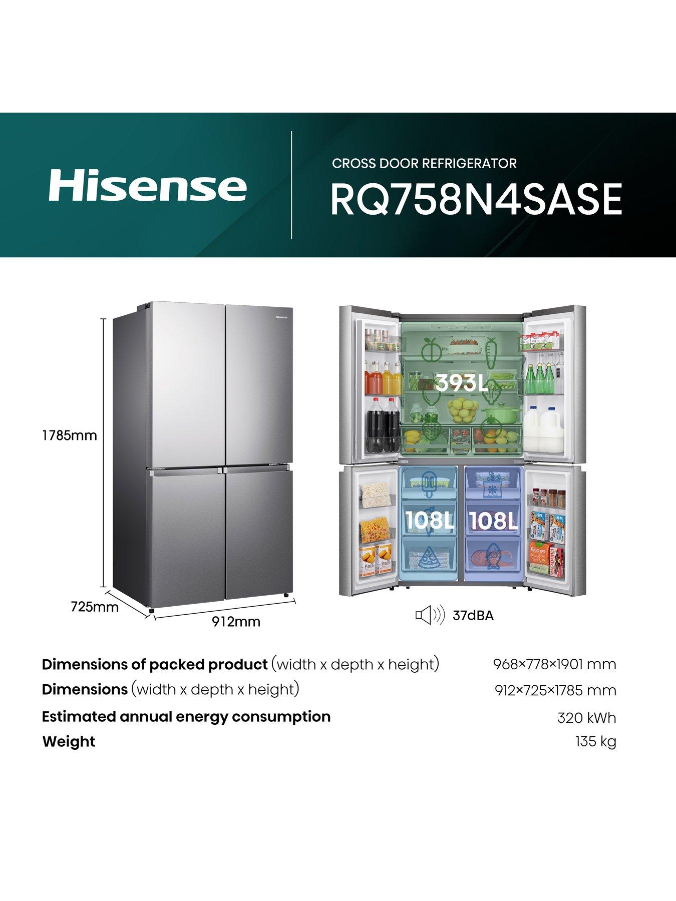 Image 6 of 7 of Hisense RQ758N4SASE Pureflat 90cm Cross Door, American Fridge Freezer - Stainless Steel