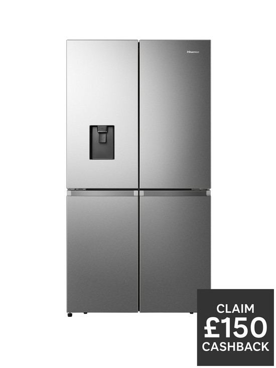 front image of hisense-rq758n4swse-pureflat-90cm-cross-door-american-fridge-freezer-stainless-steel