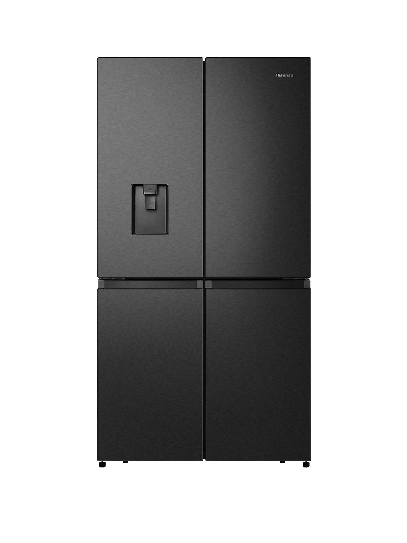 undefined RQ758N4SWFE Pureflat 90cm Cross Door, American Fridge Freezer - Black Stainless Steel