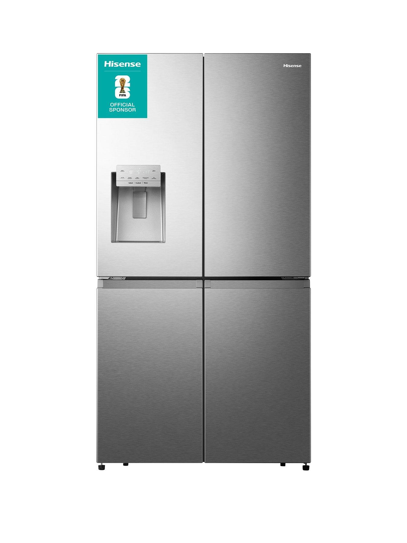 Hisense RQ760N4SASE Pureflat 90cm Cross Door, Water and Ice, American Fridge Freezer - Stainless Steel