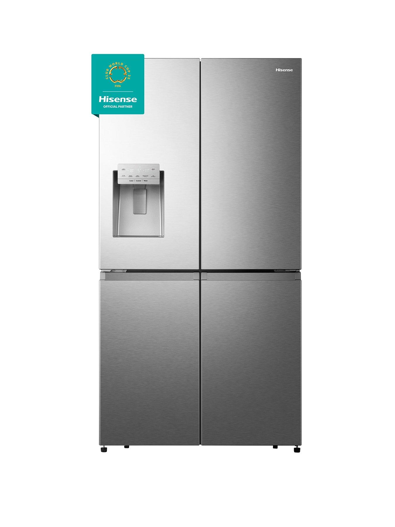 Hisense RQ760N4SASE Pureflat 90cm Cross Door, Water and Ice, American Fridge Freezer - Stainless Steel