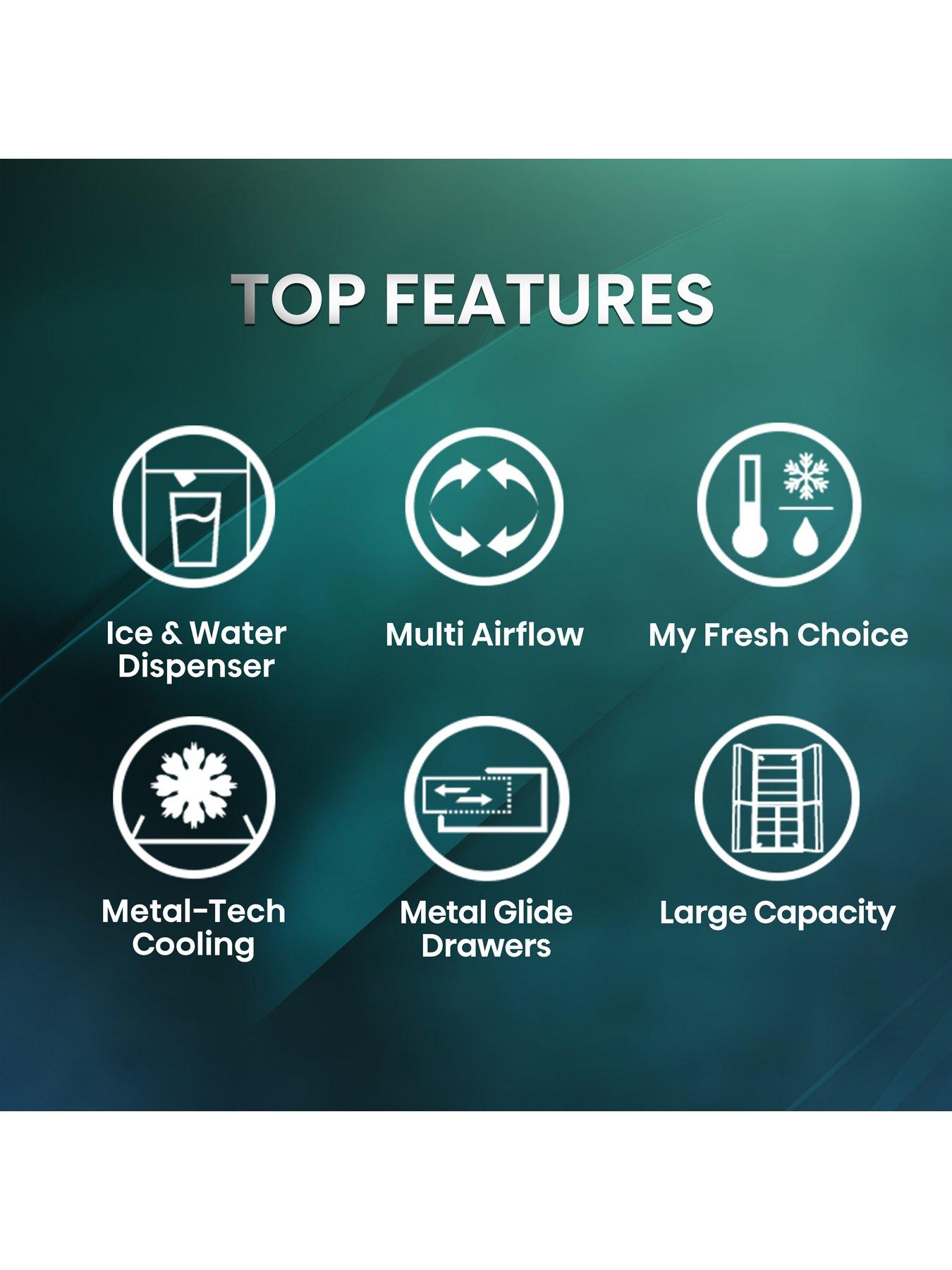 Image 4 of 7 of Hisense RQ760N4SASE Pureflat 90cm Cross Door, Water and Ice, American Fridge Freezer - Stainless Steel