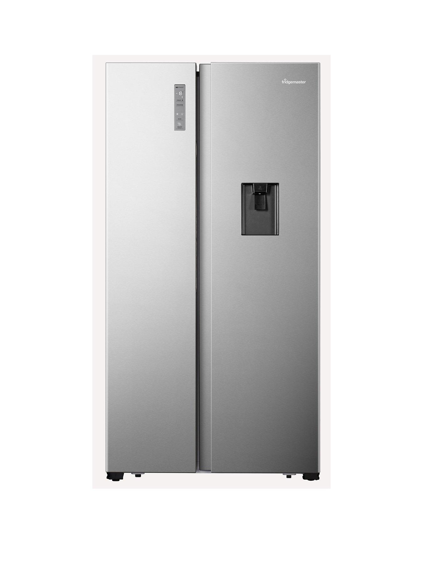 Product photograph of Fridgemaster Ms91520des 90cm Wide Side-by-side American-style Fridge Freezer - Silver from very.co.uk