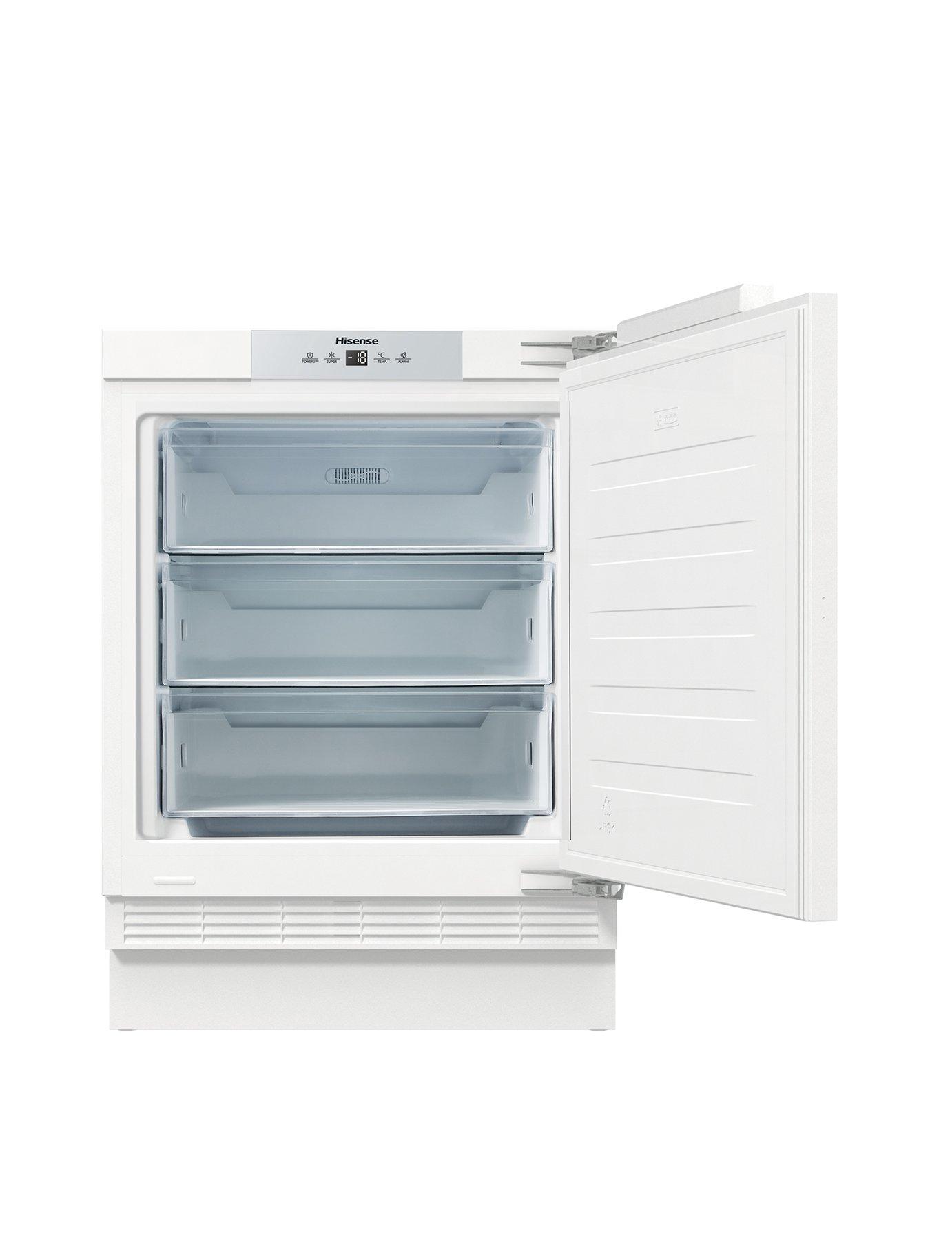 Product photograph of Hisense Fuv124d4awe Integrated Undercounter Freezer - White from very.co.uk