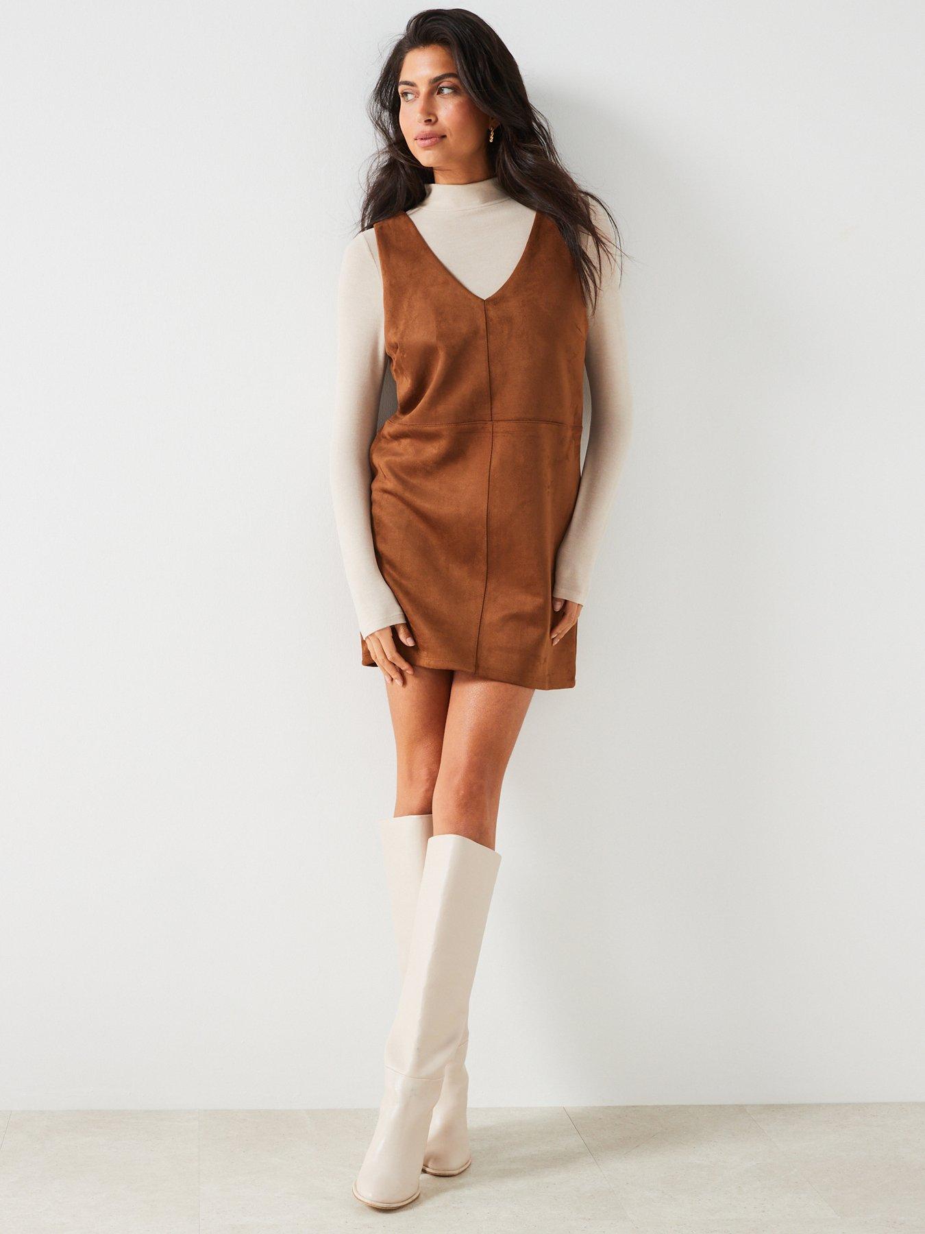 Faux suede 2025 mini dress