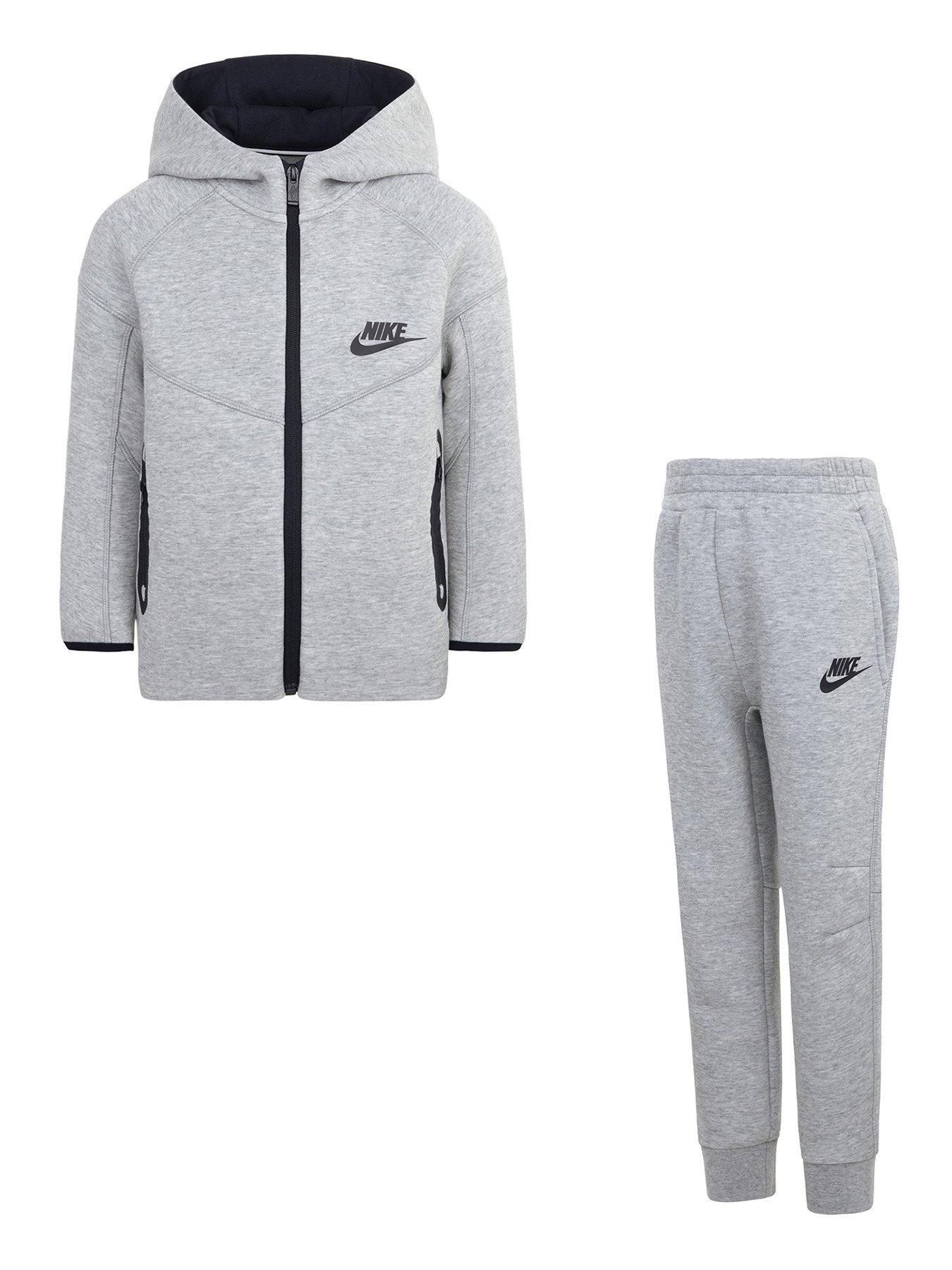 Black and grey nike tracksuit best sale