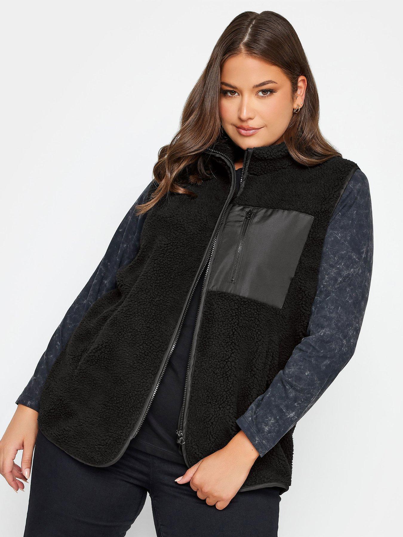 Yours Borg Nylon Pocket Gilet Black