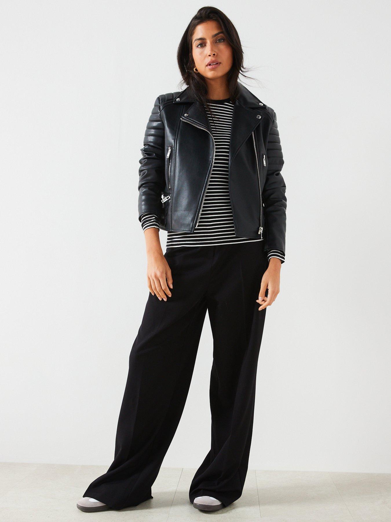 Mango leather biker outlet jacket