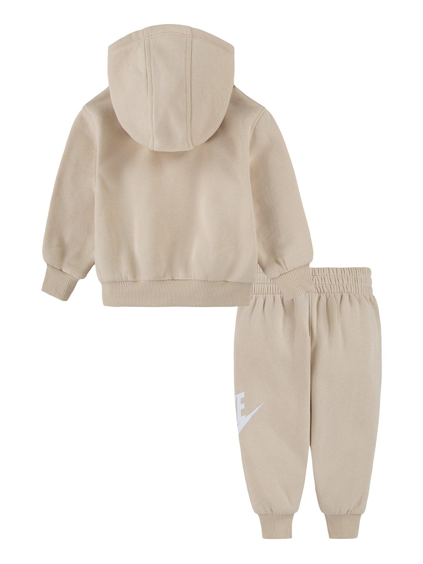 Image 2 of 4 of Nike Infant Unisex Club Overhead Hoody and Pant Set - Beige