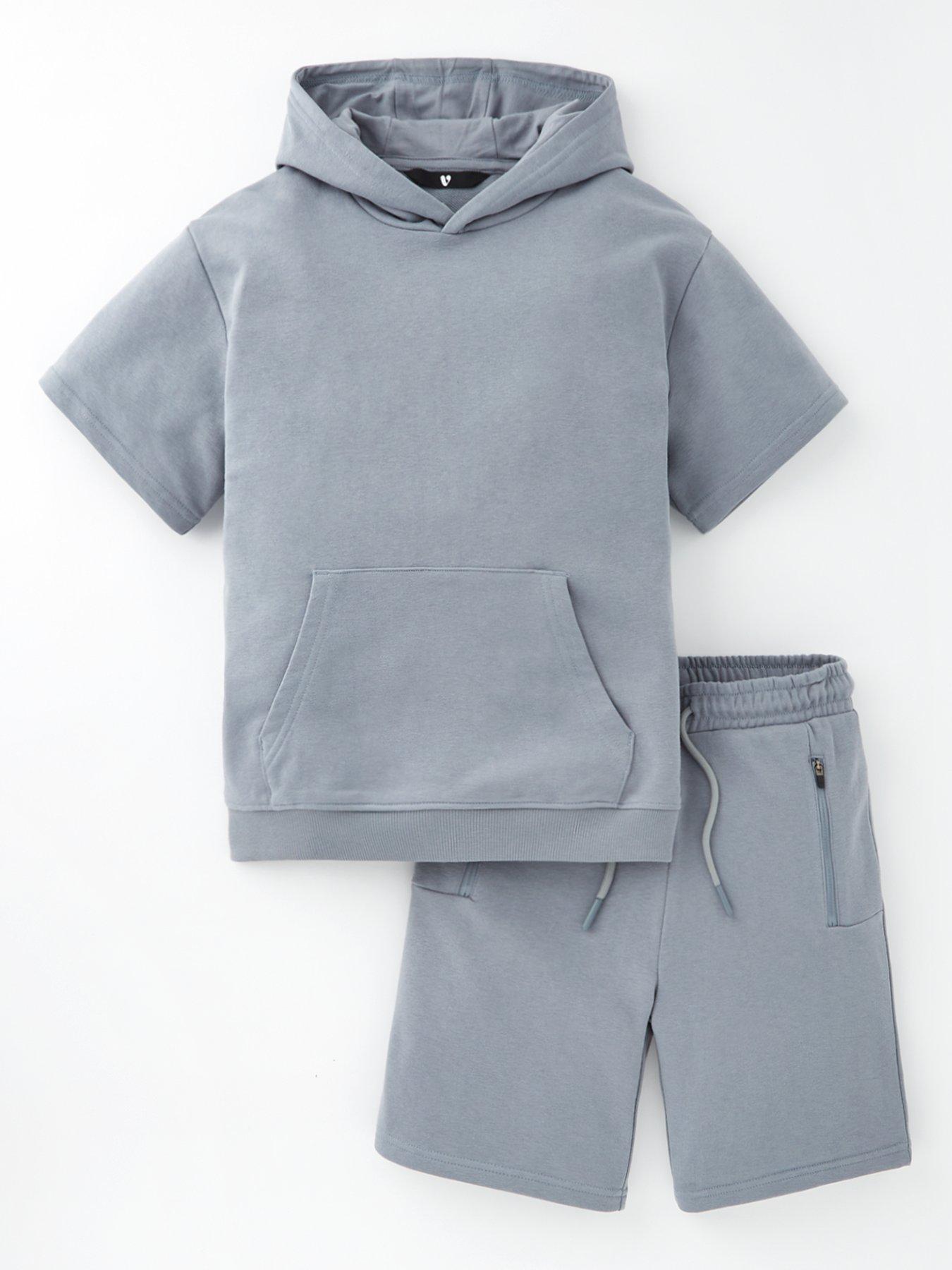 Grey hoodie and shorts set hotsell