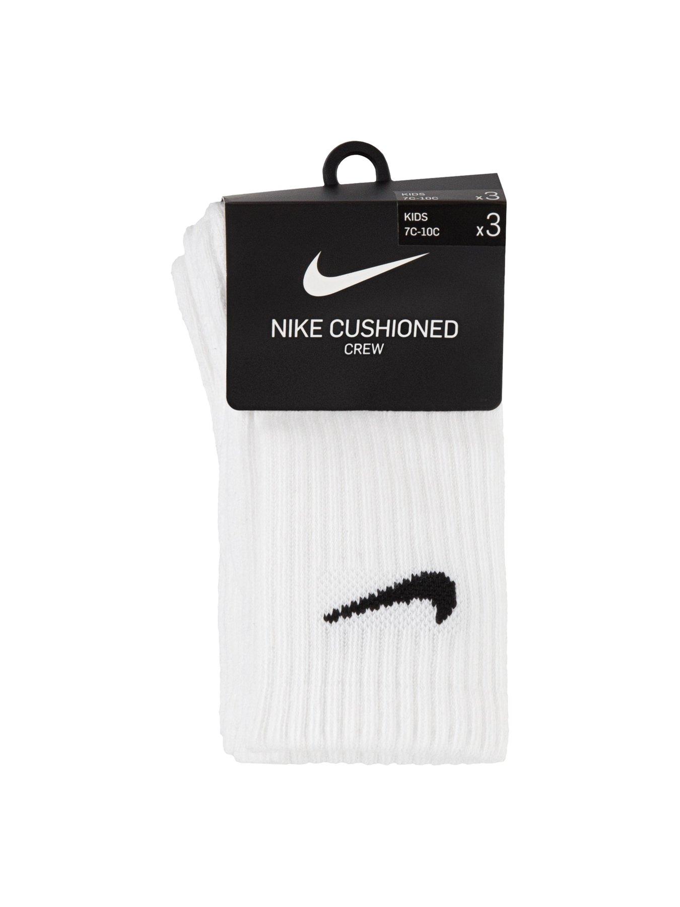 Nike 3 Pack of Younger Boys Basic Crew Socks - White | very.co.uk