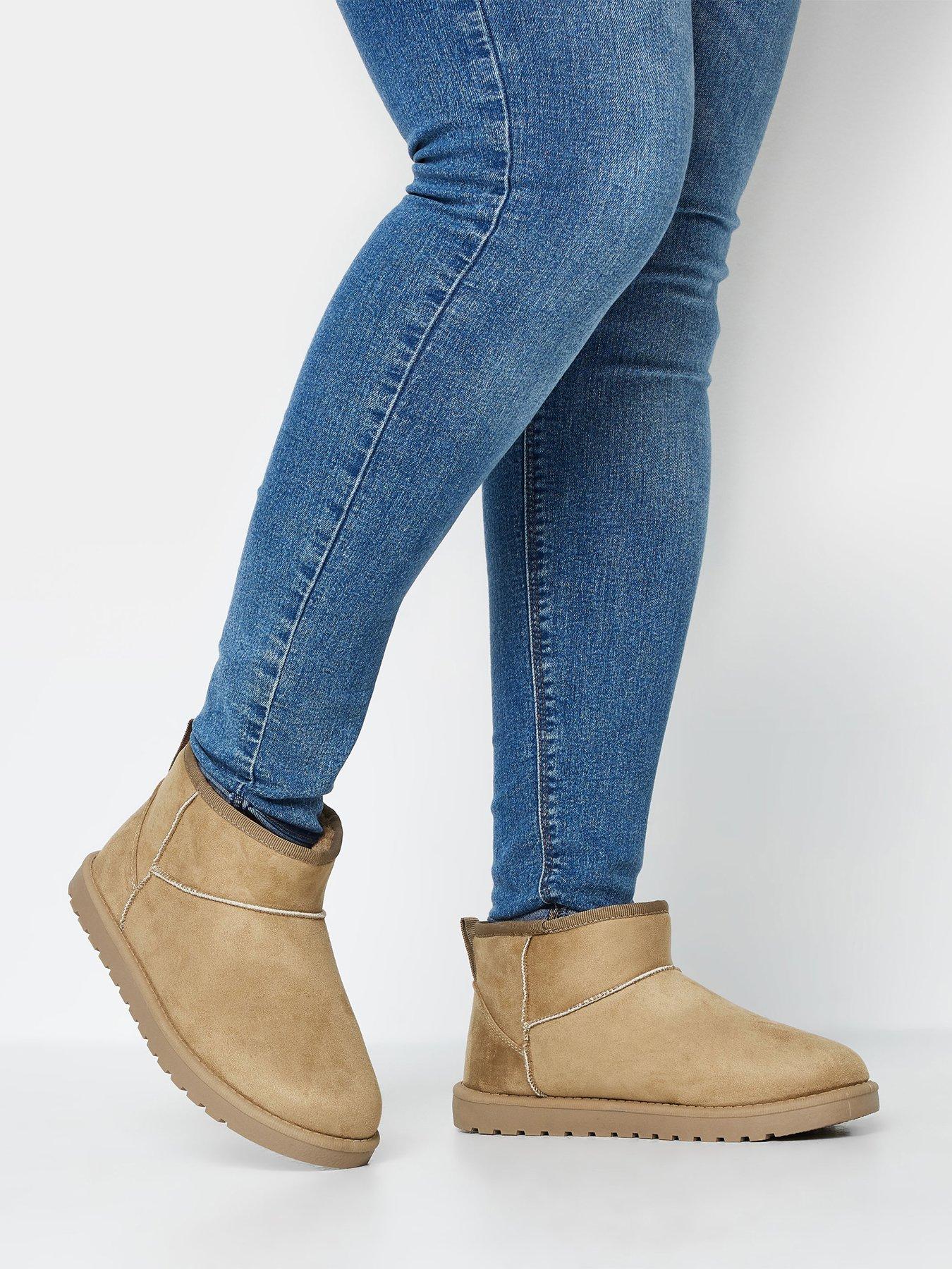 Yours Extra Wide Fit Natural Fur Boot Very