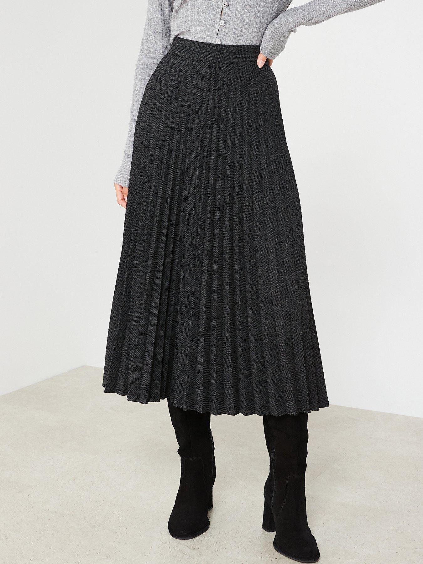 Black pleated midi outlet skirt 30