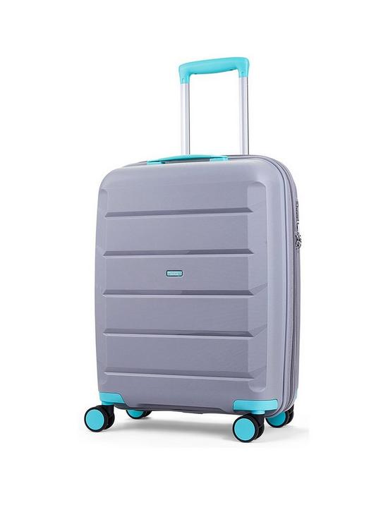 front image of rock-luggage-tulum-hardshell-8-wheel-spinner-medium-suitcase--greyaqua
