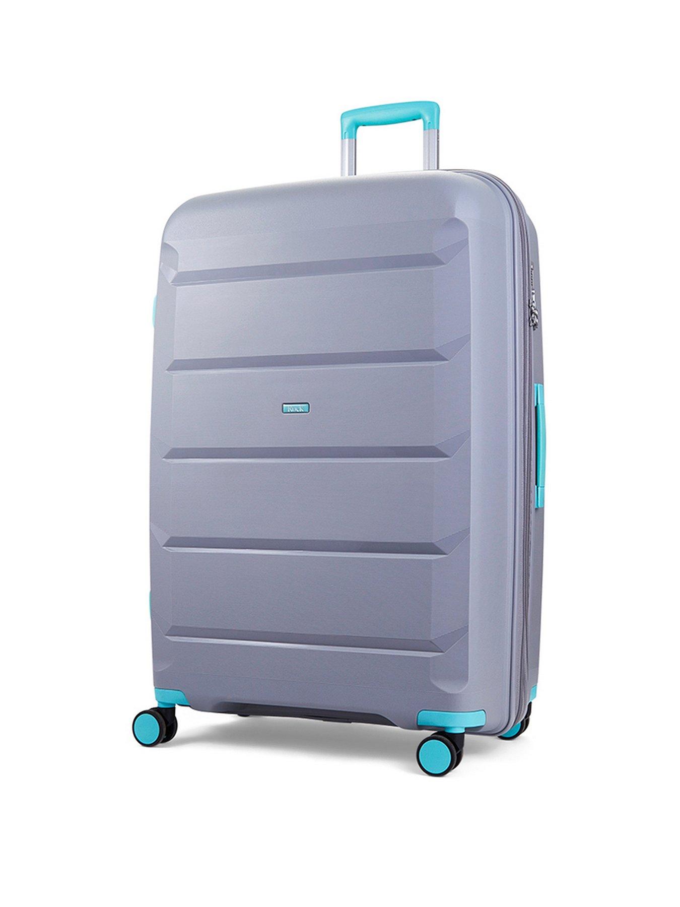 Rock Luggage Tulum Hardshell 8-Wheel Spinner Small Suitcase -Grey/Aqua