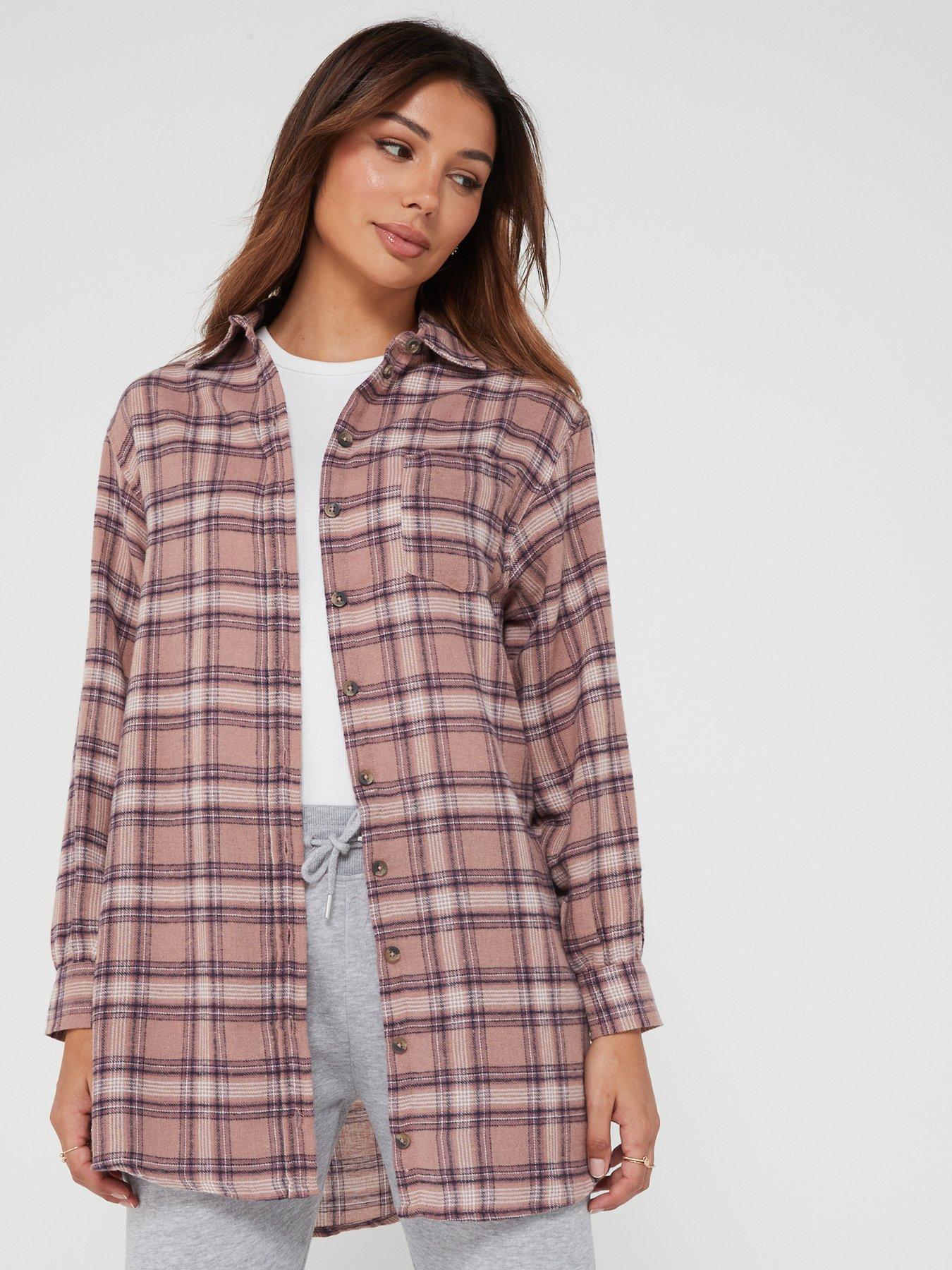 Pink Check Longline Shirt