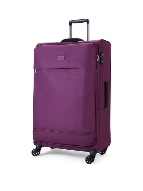 rock-luggage-paris-8-wheel-softshell-lightweight-large-suitcase-with-lock--purple