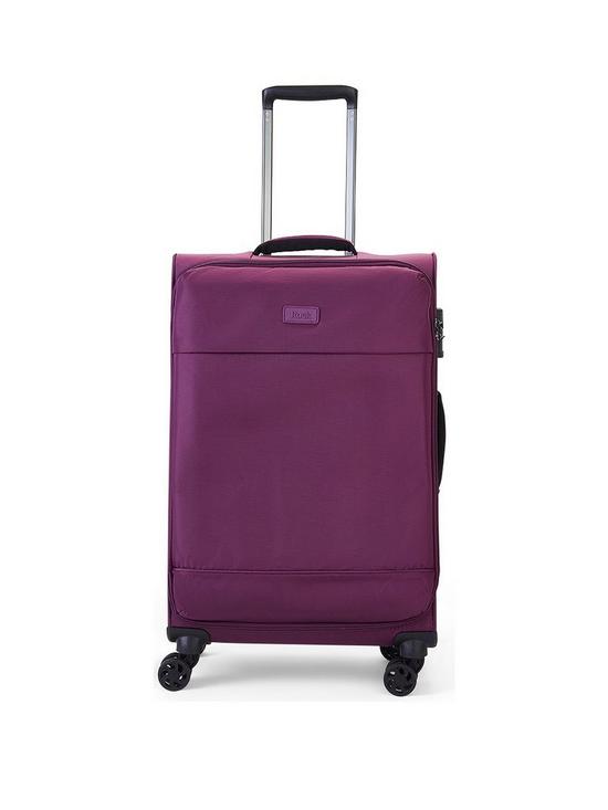 stillFront image of rock-luggage-paris-8-wheel-softshell-lightweight-medium-suitcase-with-lock--purple