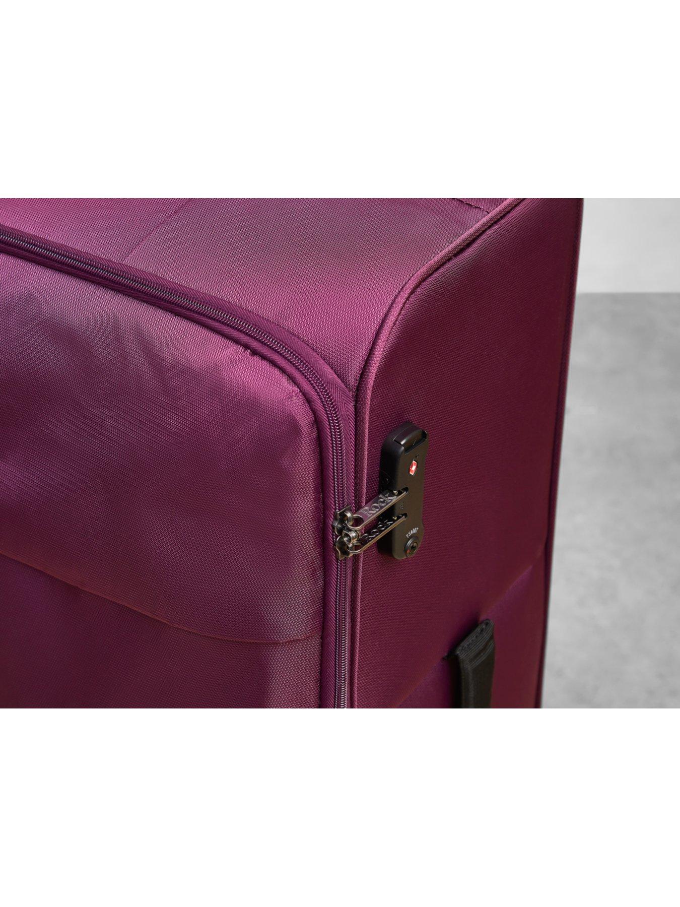 Image 5 of 5 of Rock Luggage Paris 8 Wheel Softshell Lightweight Medium Suitcase With Lock -Purple