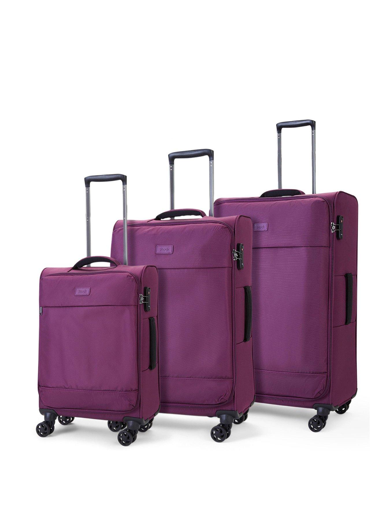 Rock Luggage Paris Wheel Softshell Lightweight 3pc Suitcase With
